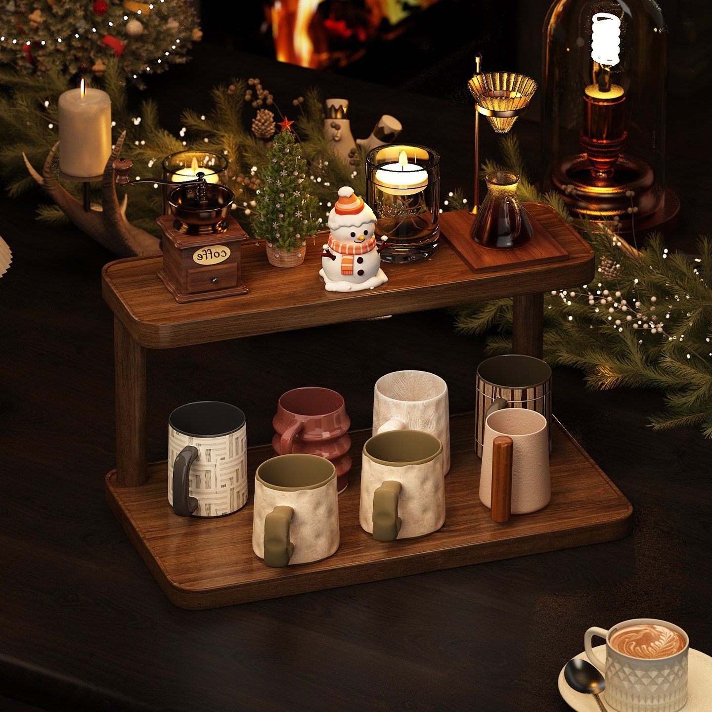 杯架圣诞节装饰场景布置桌面摆件展示架轻奢高级感杯子收纳置物架,收纳整理,整理架/置物架/收纳架,淘宝优惠券,粉丝福利购,淘宝优惠卷