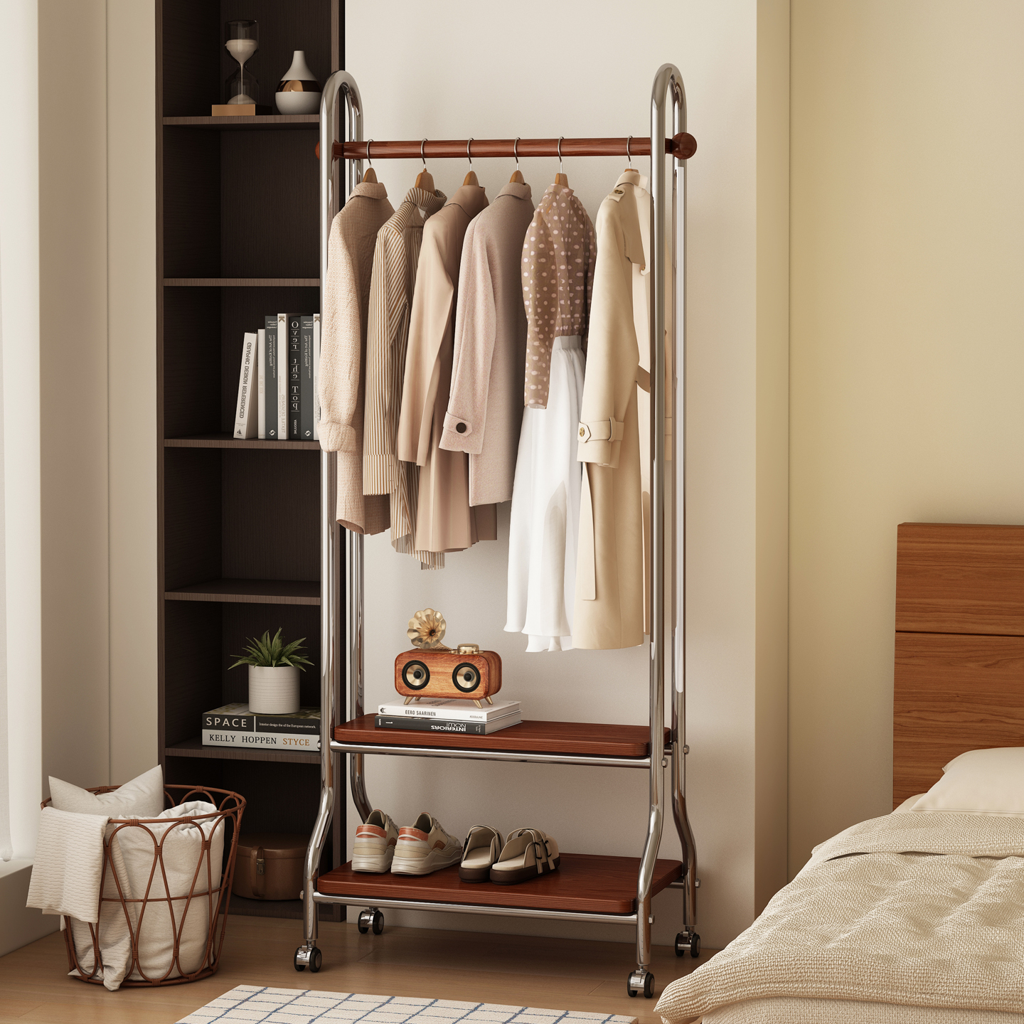 可移动衣帽架多功能收纳