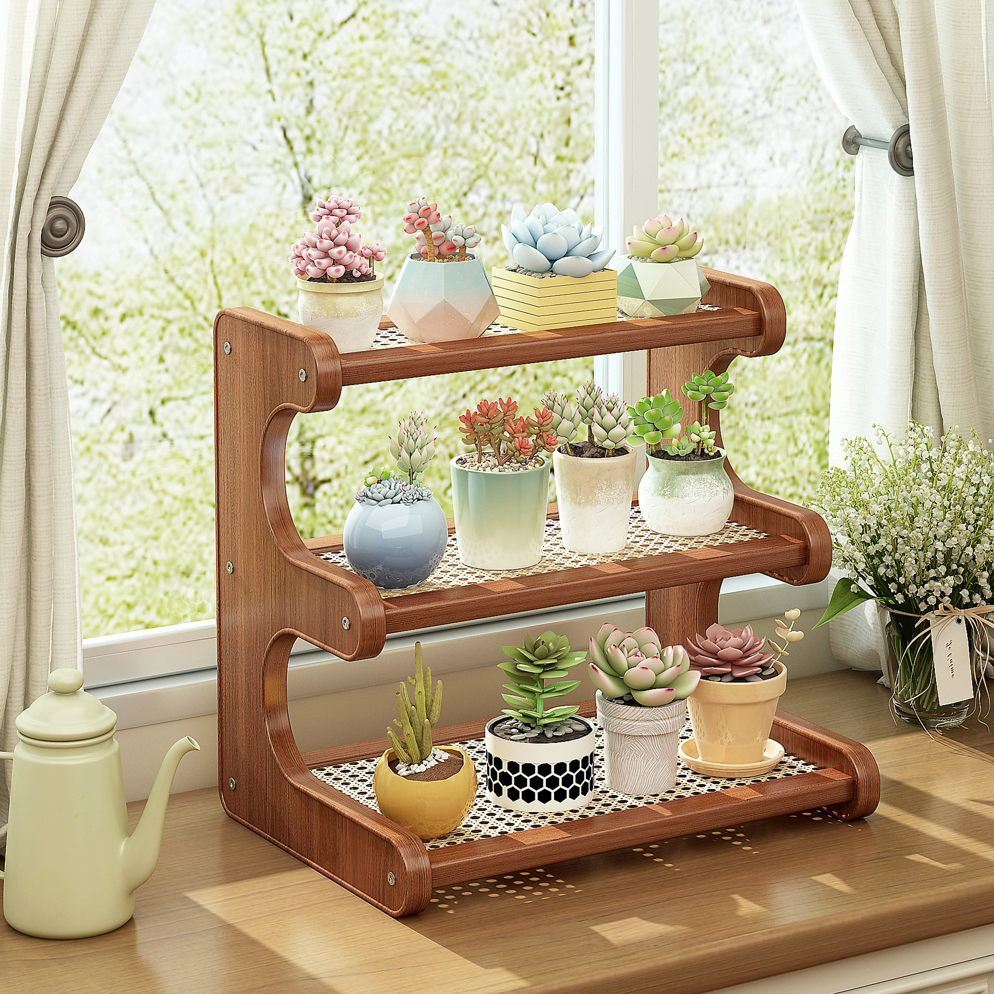 花架置物架阳台窗台多肉专用植物摆放架桌面多层阶梯绿植展示架子