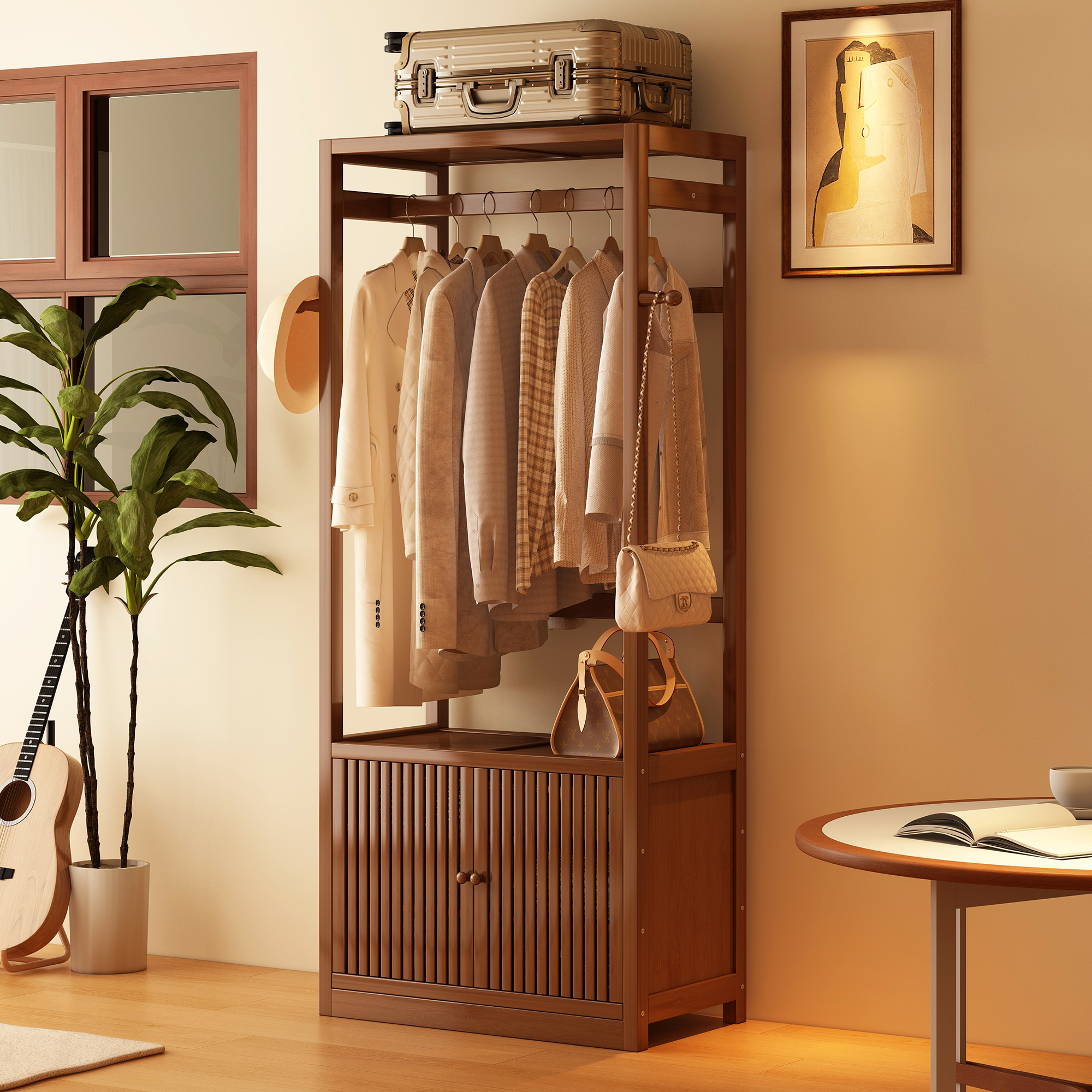 【中古风】家用置地式开放式衣柜