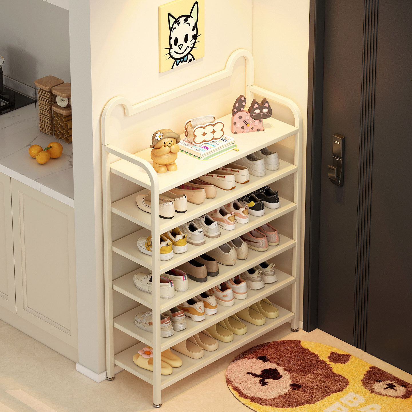 奶油风鞋架多层家用门口儿童鞋柜入户门室内好看宝宝鞋子收纳架子,住宅家具,鞋架,淘宝优惠券,粉丝福利购,淘宝优惠卷