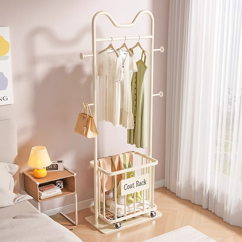 【次净衣架】衣帽架脏衣篓一体