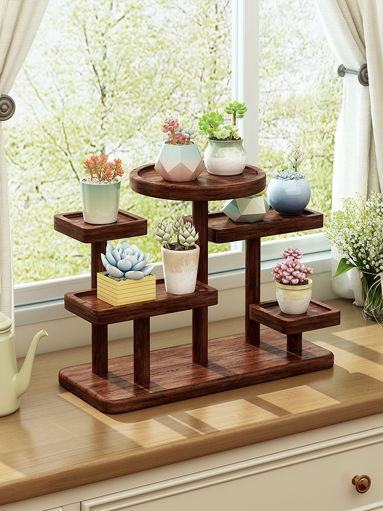 实木花架置物架阳台窗台空间改造桌面多层阶梯多肉摆放展示绿植架