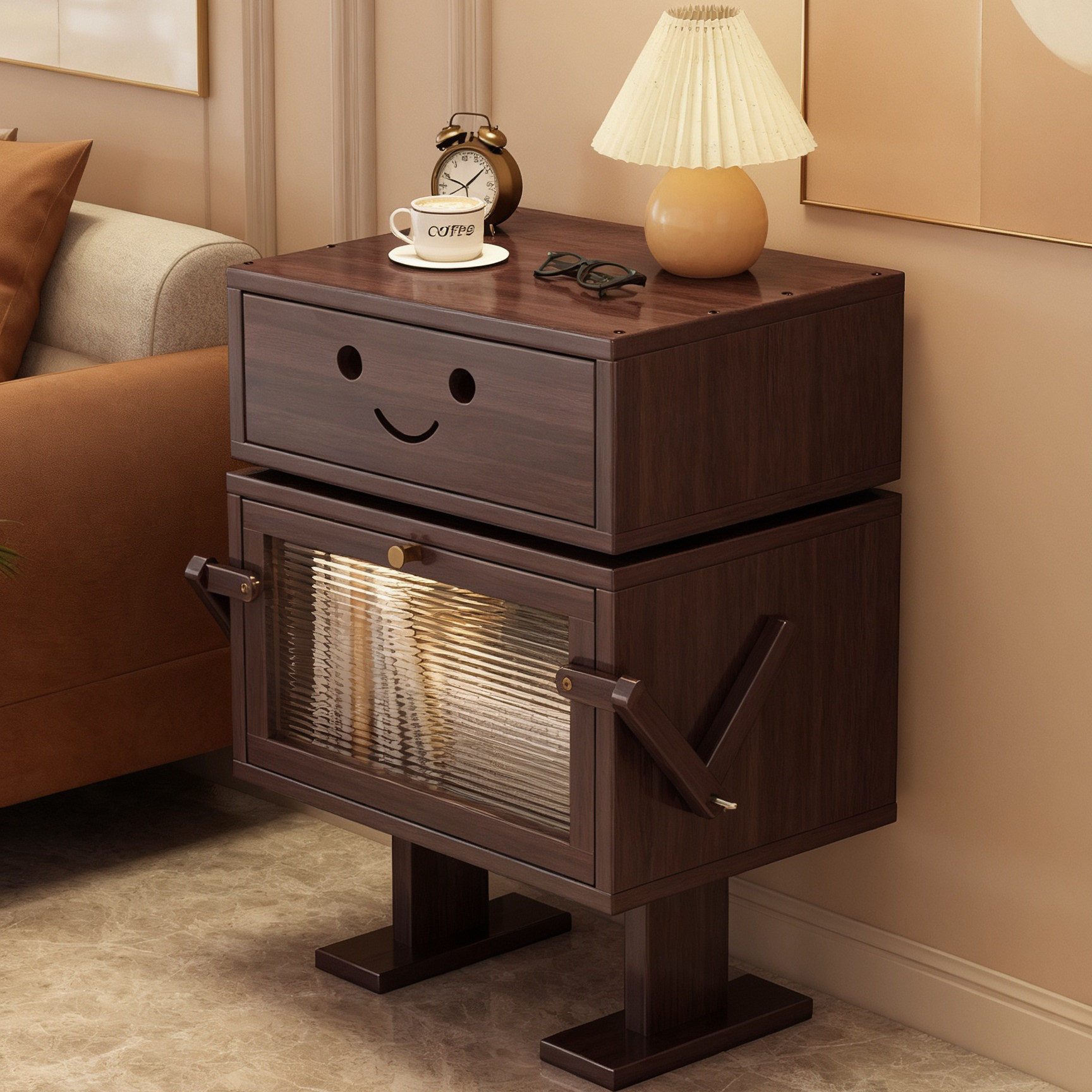 全实木机器人沙发边几角几客厅沙发边柜小户型卧室带灯创意床头柜,住宅家具,角几/边几,淘宝优惠券,粉丝福利购,淘宝优惠卷