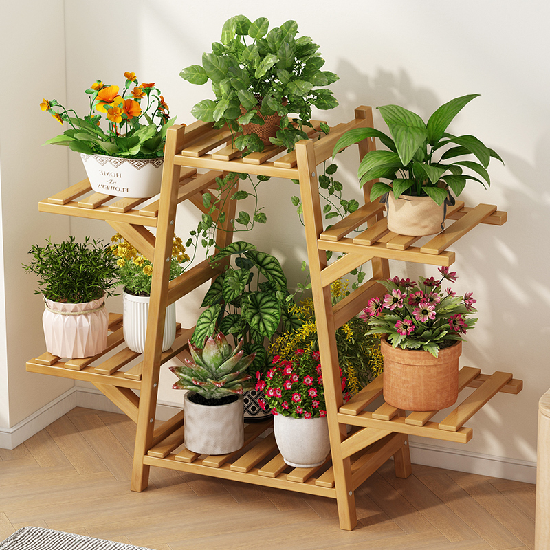 姿竹多层简约楠竹梯形造型花架