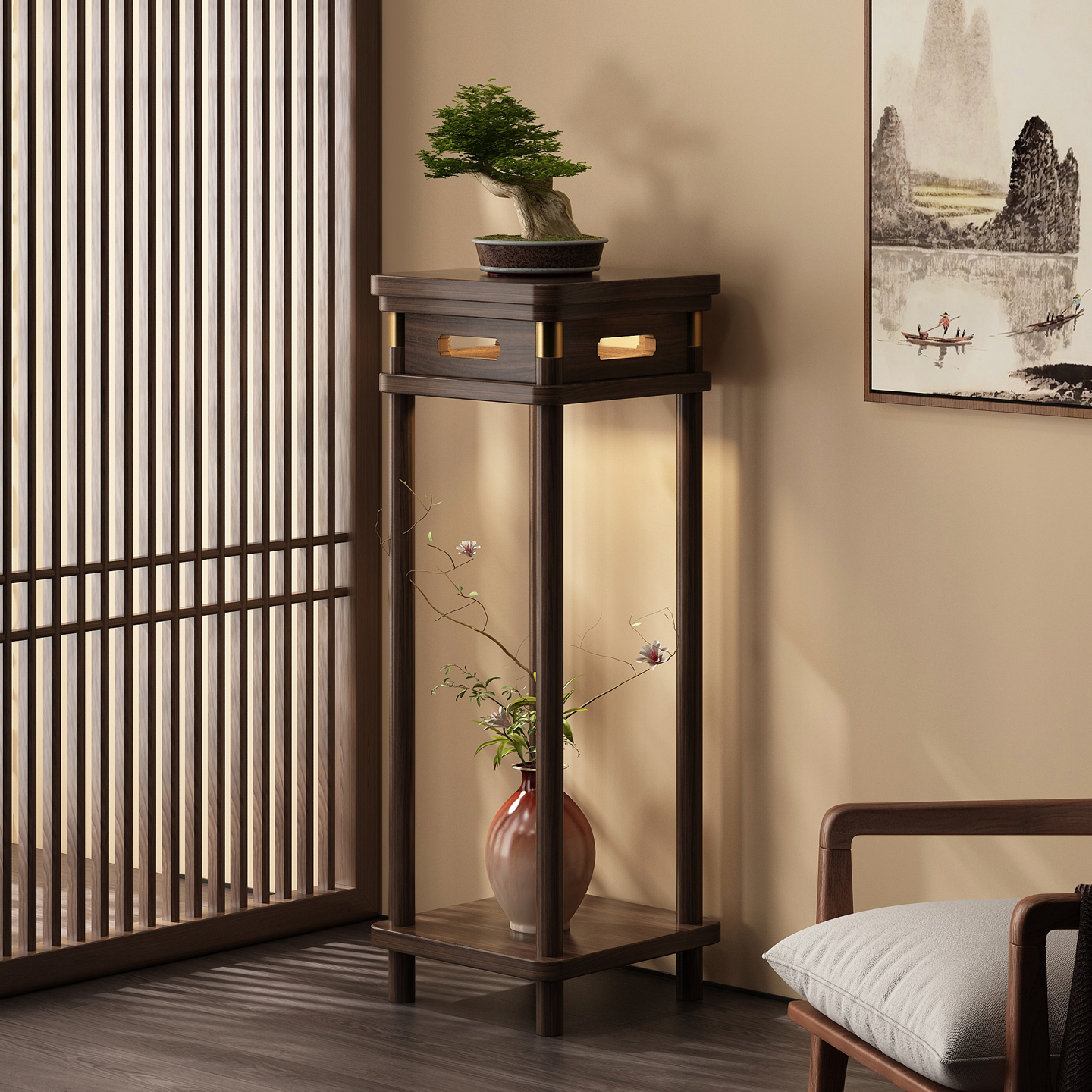 实木花架子客厅落地式置物架阳台中式多层花盆展示放置植物摆放架