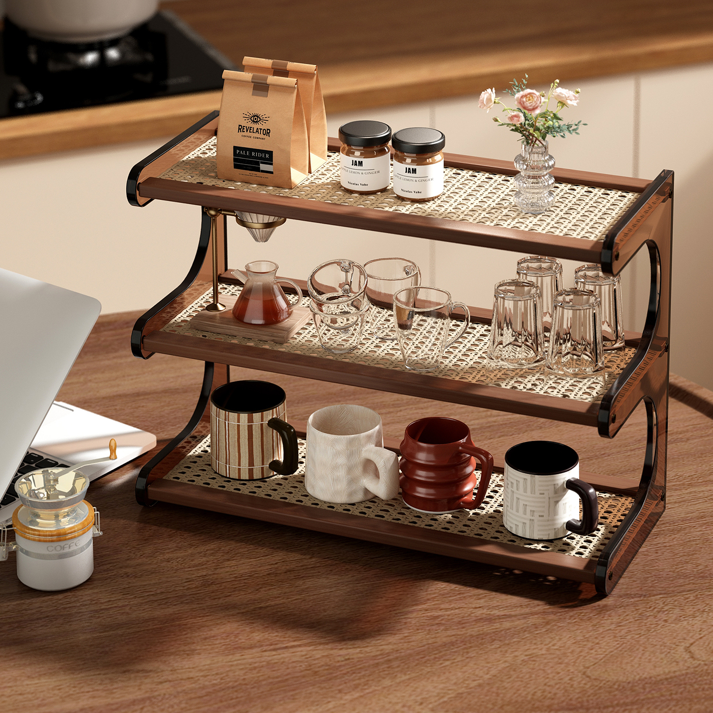 纵向梯形收纳超稳不晃杯子收纳架