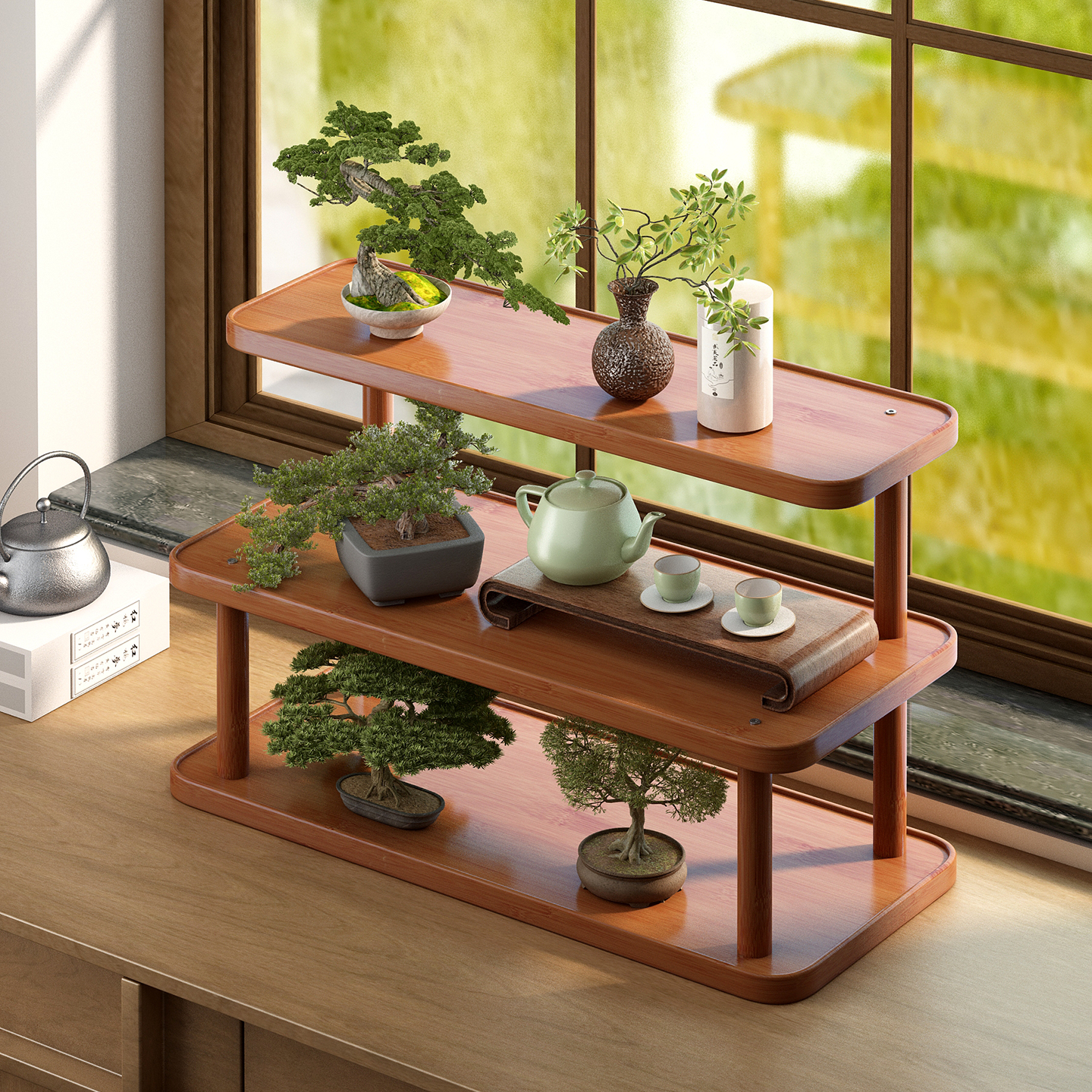 花架子阳台多肉置物架办公桌面上小型盆栽摆放架飘窗台梯形花盆架