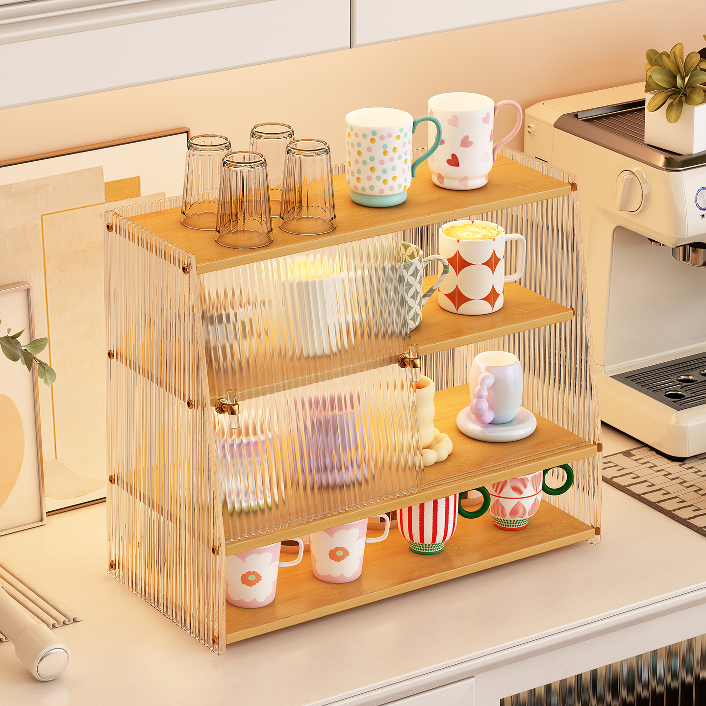 带门防尘纵向收纳超稳不晃杯架