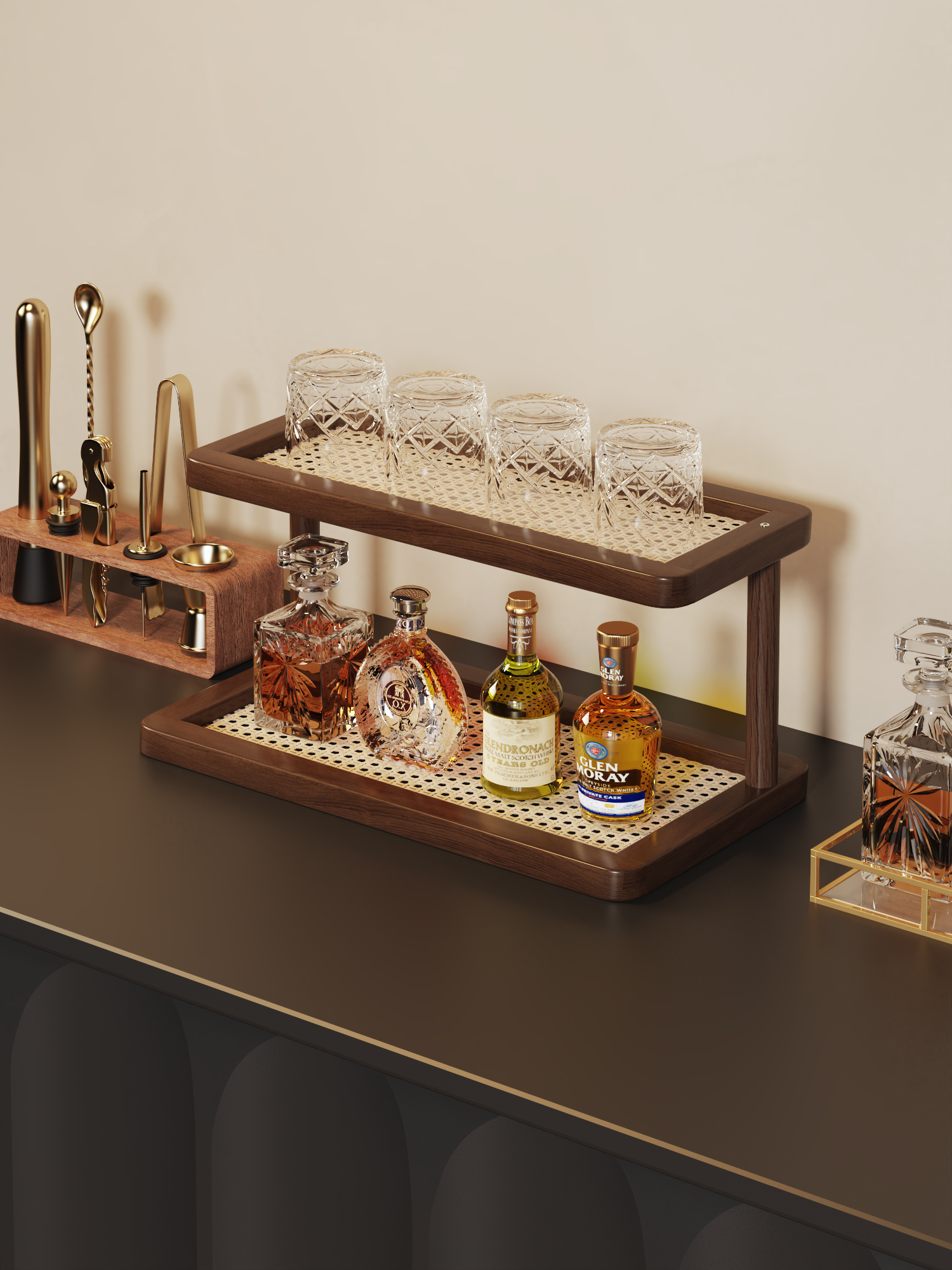 桌面酒架家用迷你小型多层吧台洋酒阶梯收纳展示陈列架摆件整理架