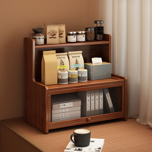 飘窗柜储物收纳柜子阳台上中古风小型置物架榻榻米侧边柜落地矮柜