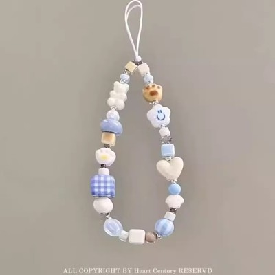 小栗熊原创陶瓷粉色复古手机链