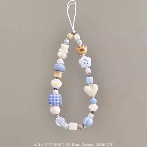 小栗熊原创陶瓷粉色复古手机链