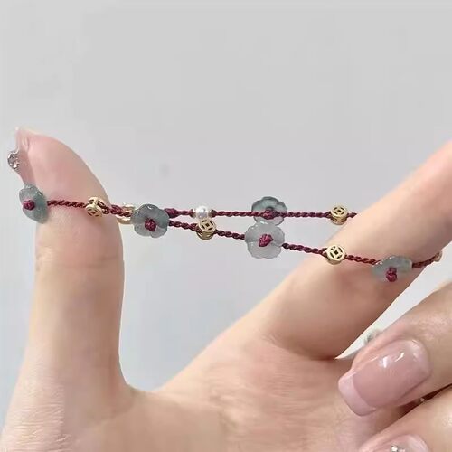有钱花珍珠手链女轻奢小众精致手绳高级感手工编织红绳2025年新款