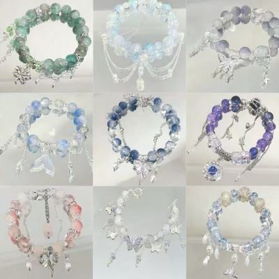 新中式蝴蝶串珠手链女甜美清新平安喜乐手串学生情侣闺蜜手饰礼物