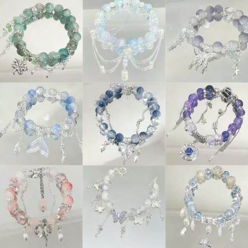 新中式蝴蝶串珠手链女甜美清新平安喜乐手串学生情侣闺蜜手饰礼物