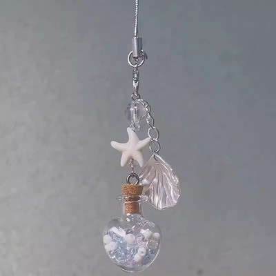 可爱少女心海星爱心许愿瓶手机链