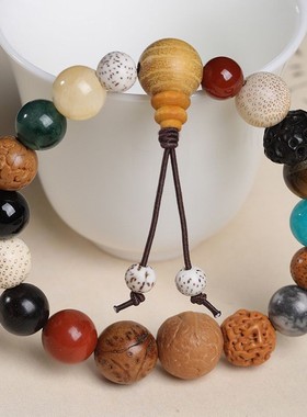 十八籽仿菩提手串国潮森系复古佛珠念珠十八籽手链男女情侣手饰品