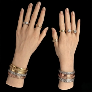 硅胶仿真手模特玉镯戒指手链穿戴甲拍摄展示道具美甲练习假手模型