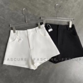 FASC自制 小个子 女秋冬打底外穿黑色显瘦热裤 高腰西装 白色短裤