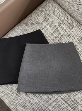 灰色毛呢半身裙女秋冬新款百搭显瘦a字裙高腰黑色毛呢包臀短裙子