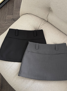 FASC自制 黑色半身裙女秋百搭西装裙a字裙裤包臀裙灰色短裙小个子