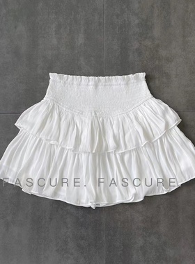 FASC自制 蛋糕裙白色蓬蓬裙高腰裙子少女风短裙半身裙黑色芭蕾裙