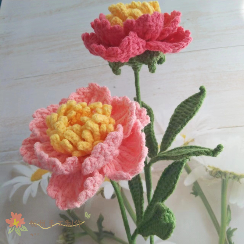 毛线制作芍药花新款设计持久保色