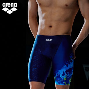 Arena阿瑞娜男士竞速泳裤五分游泳裤印花快速专业游泳装备速干