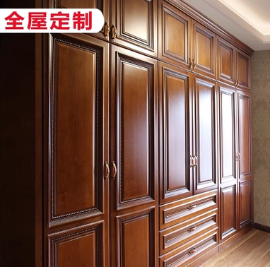实木衣柜美式全屋定制家具整体欧定制平开门衣柜