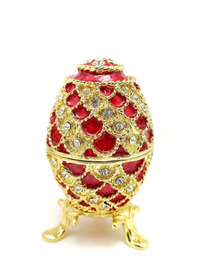 俄罗斯中古复活节条纹鸡蛋摆件工艺装饰品彩蛋首饰盒时尚家居摆件