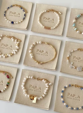 法式不规则异形珍珠手链手镯女小众轻奢精致时尚金色半镯手链配饰