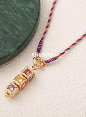 欧美情人节彩色塔罗牌love项链小众设计星星眼睛吊坠镀金保色