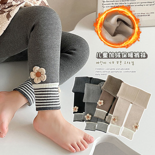 小女孩保暖裤 女童加绒打底裤 3棉裤 1女宝宝一体绒裤 子 秋冬外穿长裤