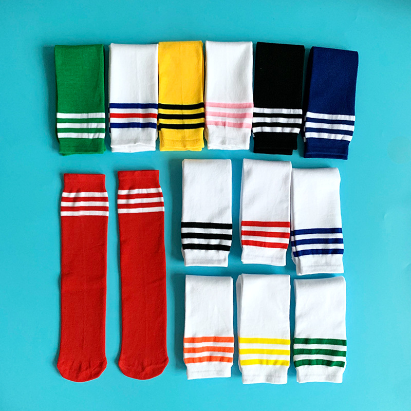 多巴胺儿童长筒袜春夏彩色三条杠学生条纹小腿袜男女童运动足球袜