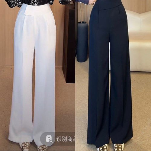 刘欣D店 高腰防皱免烫垂感直筒时尚显瘦拉链款休闲长裤8013