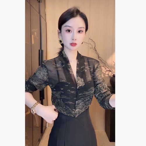 刘欣服饰 夏装新款减龄显瘦洋气百搭微透气质时尚上衣S3068