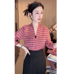 刘欣服饰 新款减龄显瘦上衣洋气百搭微透气质时尚上衣3187