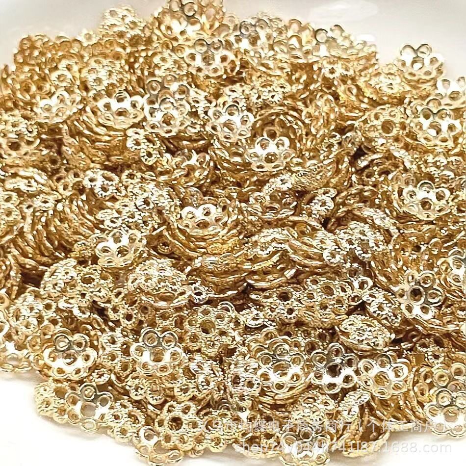 镀金色花托隔珠隔片串珠diy手工饰品材料手链首饰饰品合金配件
