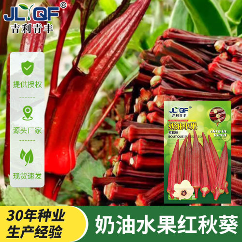 New Cream Red Okra Farmland Vegetable Garden Pot Fruit Red