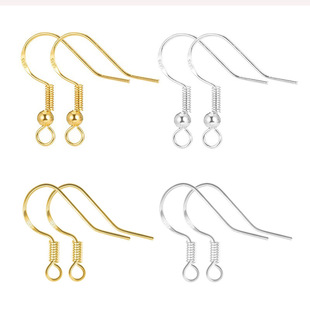 铜镀银耳钩配件刻925字 DIY手工半成品材料镀真金耳环耳饰品配件