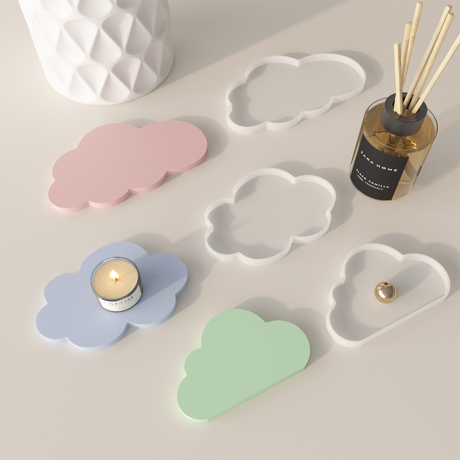 Cloud coaster silicone mold DIY crystal dropper gypsum cand