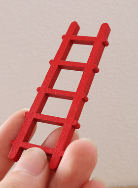 Dollhouse1:12微缩娃娃迷你屋红色木梯子圣诞节日气氛装饰摆件