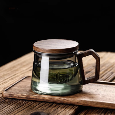 玻璃过滤玻璃杯茶杯耐高温茶水分离办公室家用水杯迷你杯子