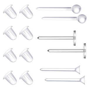 diy手工材料饰品配件透明塑料球形耳钉养耳洞树脂平面耳针杯针