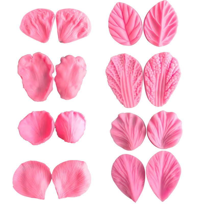 Sugar flipping silicone embossing mold set, petal, leaf, ro