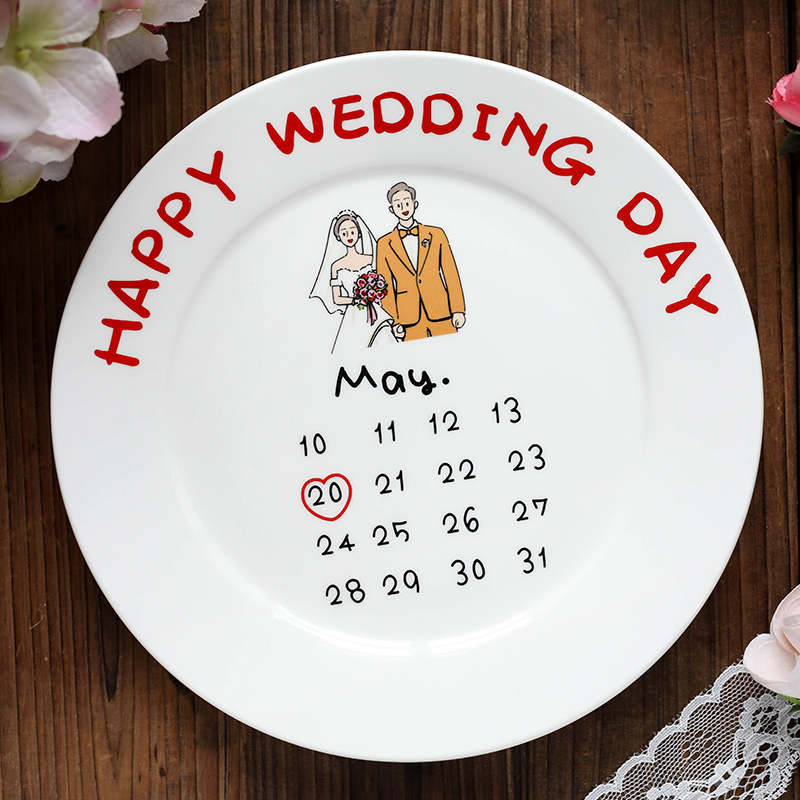 专属订制结婚礼物婚礼伴手礼周年纪念日碟子生日定制日期盘子餐具