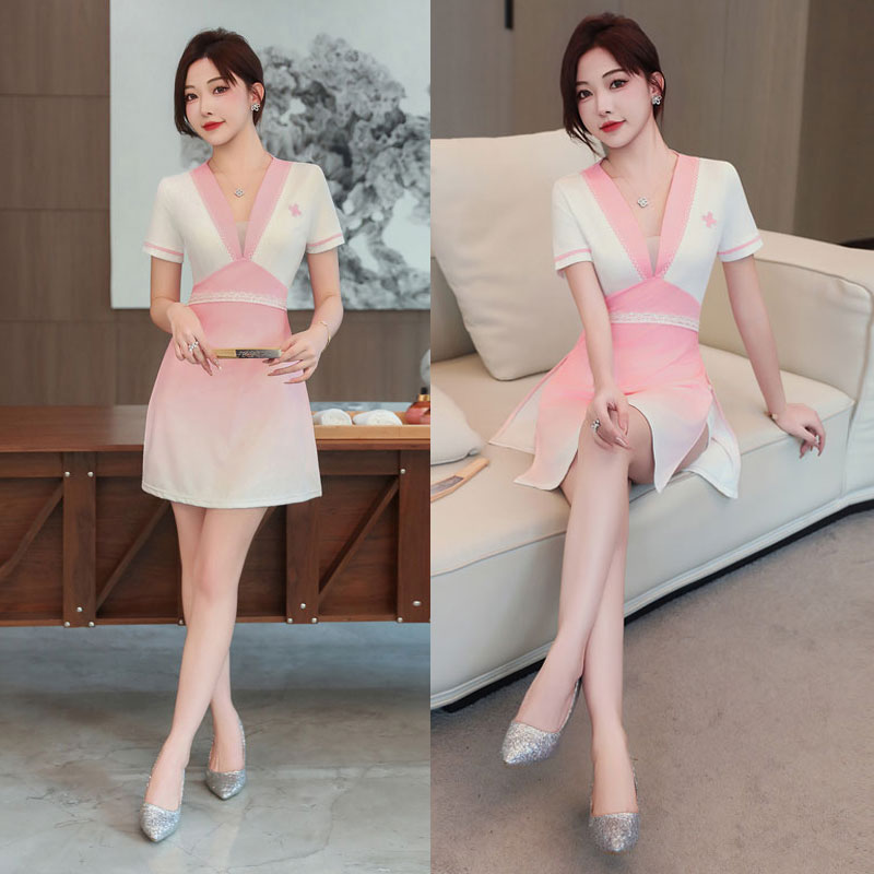 茶艺技师柔式新款收腰气质减龄女