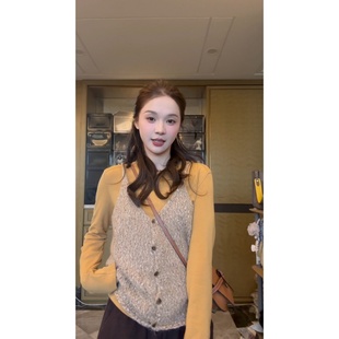 TIAO 女装 纽扣背心 时尚 提花 朋克风宽松型千金风背心吊带冬季