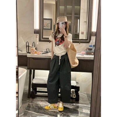 TWINKLE跳跳【酷系九分裤】新款时尚设计款休闲裤女夏宽松直筒